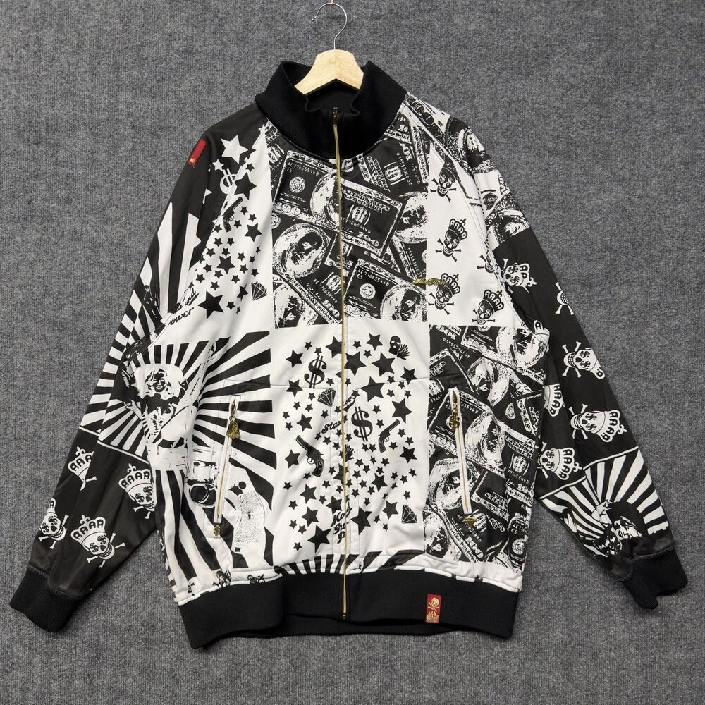 Vintage Stash House Jacket Mens 3XL Satin Money Skull Y2K Jesse Pinkman Grail